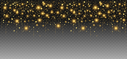 Poster - Glittering vector dust on a transparent background. Yellow sparkling lights. Christmas background. Vector illustration EPS 10