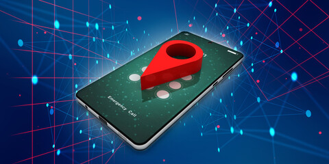 Poster - 3d illustration mobile GPS navigation concept
