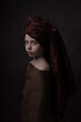 © Milou Dirks - renaissance studio portrait of a girl with a turban in classic painterly rembrandt style