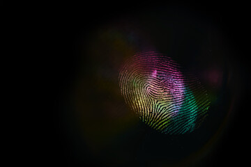 Poster - Close up beautiful abstract colored fingerprint on  background texture for design. Macro photography view.