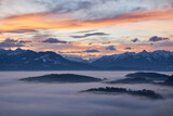 Fototapeta Na ścianę - Sunrise over a sea of fog