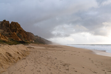 Poster - bizarre colorful eroded sand dunes on the Alentejo coast of Portugal