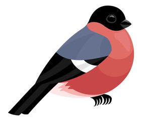 Sticker - Illustration with cute bullfinch icon isolated on white background.