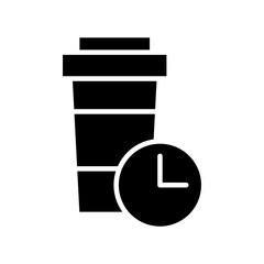 Poster - coffee cup and time clock delivery food silhouette style icon