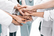© yurolaitsalbert - close up. a team of medics showing their unity.