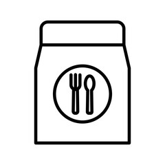 Poster - paper bag with fork and knife delivery food line style icon