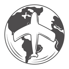 Sticker - world globe map travel plane transport icon