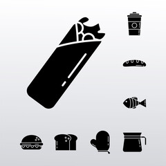 Wall Mural - bundle of eight restaurant food set icons