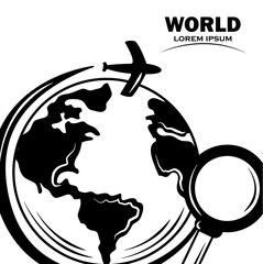 Canvas Print - world airplane search plan travel around design