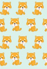  Print. Pattern with cute dog. Puppy. the cartoon dog lies. the dog is sitting. puppy. shibu inu

