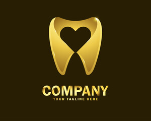 Poster - luxury gold dental love logo design template