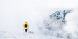 © Pol Sole/ADDICTIVE STOCK - Back view of anonymous hiker with trekking poles walking on snowy ground in Pyrenees mountains in Andorra