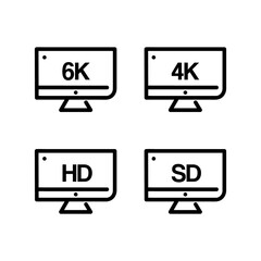 Fototapete - Linear video and image resolution icons design isolated on white background
