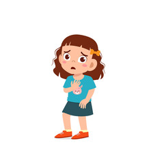 Wall Mural - cute little kid girl show scared and worried pose expression