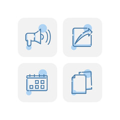 Fototapete - Creative blue mobile application icons design isolated on white background