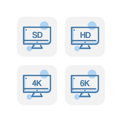 Fototapete - Creative blue video and images icons design isolated on white background