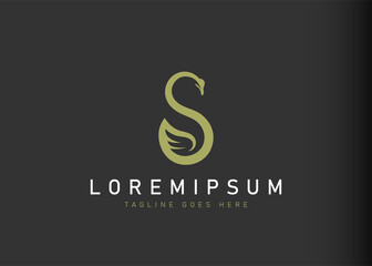 Fototapete - Initial letter S swan logo design. Vector illustration of initial letter s to form the wings and head of a goose icon design. Modern logo design with wordmark style.