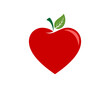 Apple fruit with love shape logo