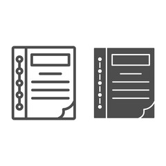 Poster - Bookkeeper Notebook line and solid icon, Black bookkeeping concept, accounting book sign on white background, Bookkeeping Report icon in outline style for mobile concept, web design. Vector graphics.
