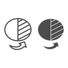 Poster - Half circle of economy in shadow line and solid icon, Black bookkeeping concept, Illegal part of funds sign on white background, enterprise in shadow sector icon in outline style. Vector graphics.