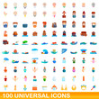 © nsit0108 - 100 universal icons set. Cartoon illustration of 100 universal icons vector set isolated on white background