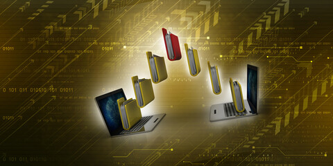 Poster - 3d rendering computer folder network 