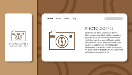 Sticker - studio coffee logo and icon with mobile app and landing page template vector illustration