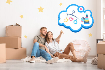 Sticker - Young couple planning design of children's room