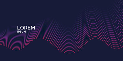 Poster - Vector abstract background with dynamic waves and lines.