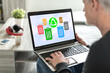 © thodonal - Recycling concept on a laptop screen