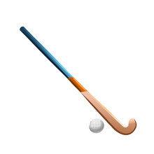 Field Hockey Equipment And A Small Ball. Isolated Over White Background. Vector Illustration