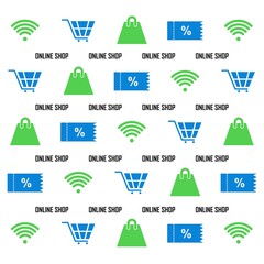 Poster - Online shop simple pattern design. Easy to edit with vector file. Can use for your background. Especially about online marketing.
