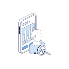 Fototapete - User analytics, statistics, charts. Vector 3d line isometric, color web icons, new flat style. Creative illustration, idea for infographics.