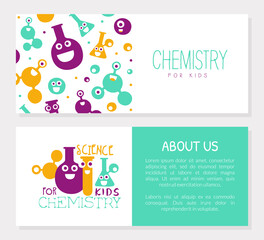 Poster - Chemistry for Kids Banner Template with Space for Text, invitation, Banner, Poster, Flyer, Brochure Design, Science for Children, Kids Education Vector Illustration