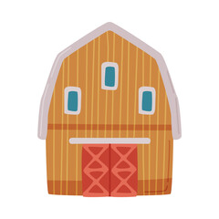 Sticker - Farmhouse, Barn, Traditional Agricultural Rural Building Cartoon Style Vector Illustration