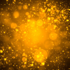 Canvas Print - Golden glow gradient bokeh background with circles and sparkles