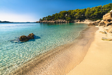 Sticker - Cala Saladeta beach ibiza. Spain.