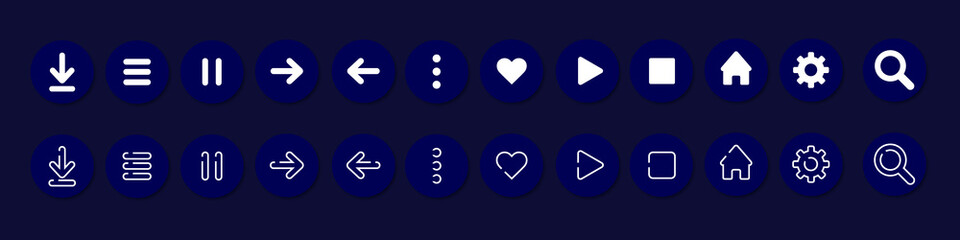Aufkleber - Vector icons set. UI icons. Icons with vector shadow. For mobile, web, social media, business. Vector illustration EPS 10
