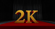 Golden 2k Or 2000 Thank You, Web User Thank You Celebrate Of Subscribers Or Followers And Likes, 3D Render