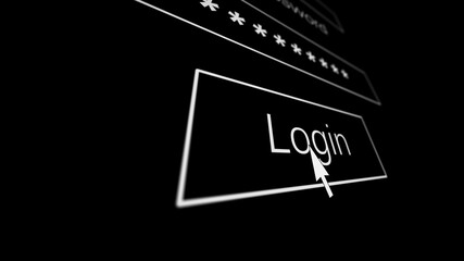 Poster - computer mouse over login button on black webpage