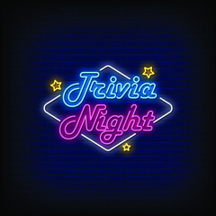 Wall Mural - Trivia Night Neon Signs Style Text Vector