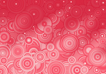 Poster - Abstract pink background with circles and lines of various widths in romantic optical illusion style.