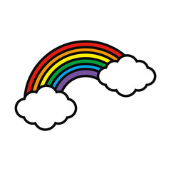 Wall Mural - rainbow and clouds icon, colorful design