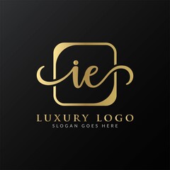 Initial IE letter Logo Design vector Template. Abstract Luxury Letter IE logo Design