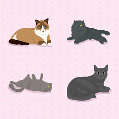 Wall Mural - cute cats icon set design