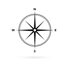 Navigation Symbol, Magnetic Compass Icon.