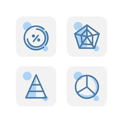 Poster - Creative blue graph and chart icons design isolated on white background