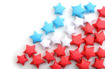 Wall Mural - Origami lucky stars on white