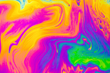 Wall Mural - psychedelic multicolored patterns background. photo macro shot of soap bubbles