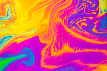 Wall Mural - psychedelic multicolored patterns background. photo macro shot of soap bubbles